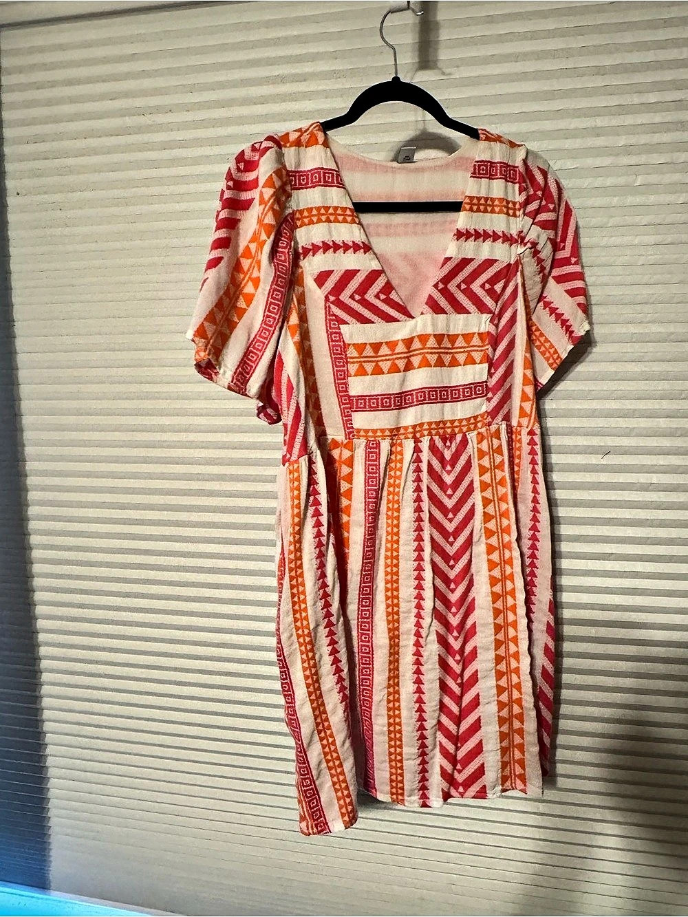 Old Navy Jacquard Mini Swing Dress White & Red Medium